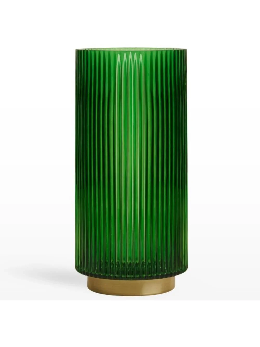 Emerald Green Glass Vase with Gold Base - 10